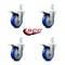 Service Caster 4 Inch Blue Poly Wheel Swivel 7/8 Inch Square Stem Caster Set Total Lock Brake SCC-SQTTL20S414-PPUB-BLUE-78-4 - alternate 4